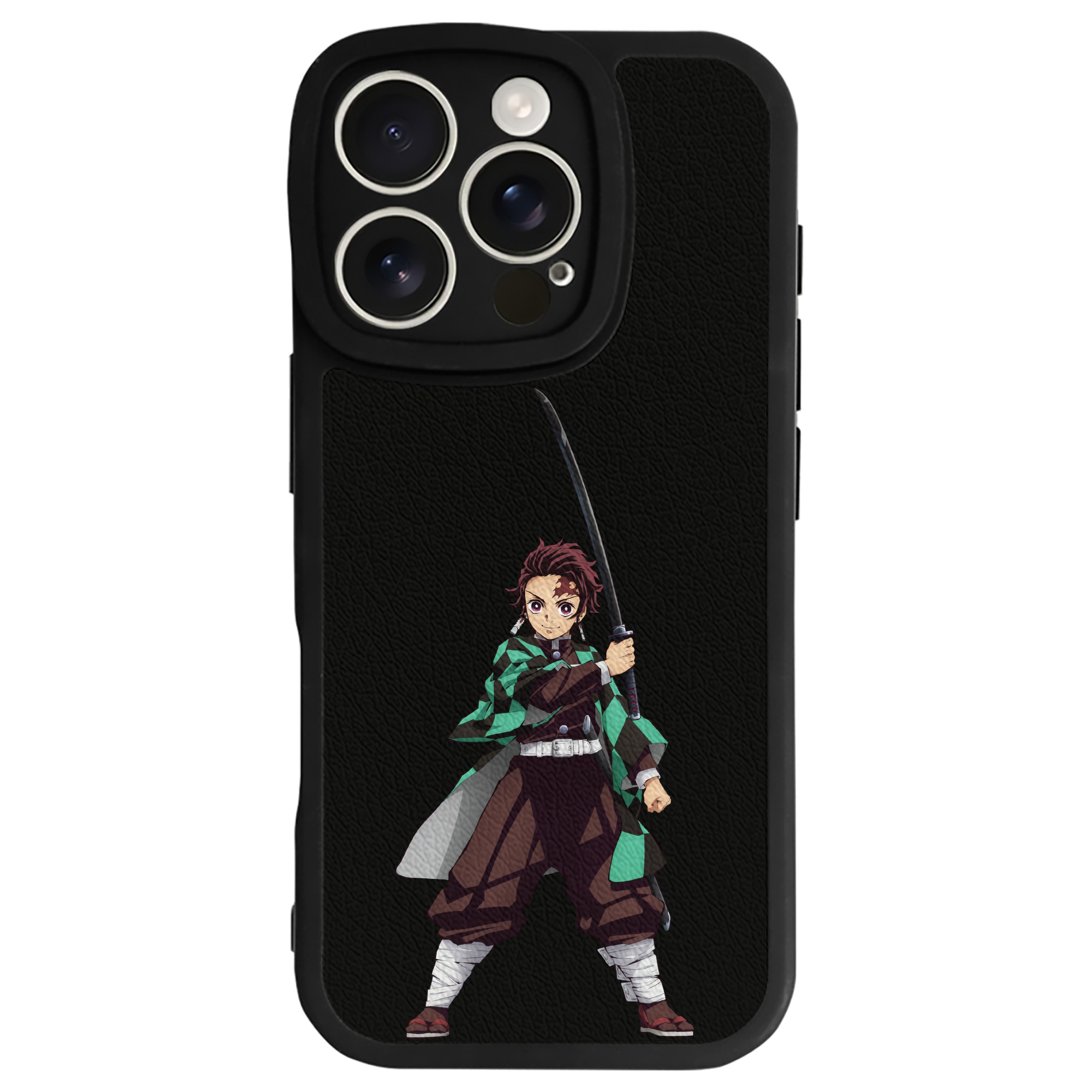 （画像用） 鬼滅の刃 竈門 炭治郎／かまど たんじろう Kamado Tanjirou 【iPhone 16シリーズ対応】シリコンスマホケース（レザー調） 材質：シリコン